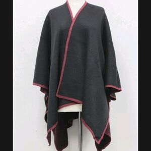 Jones New York poncho, blk and wine. OS